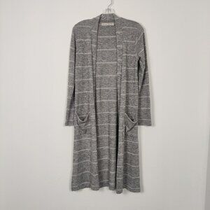 Abercrombie Fitch Gray Striped Open Front Cardigan Size Small Winter Cozy